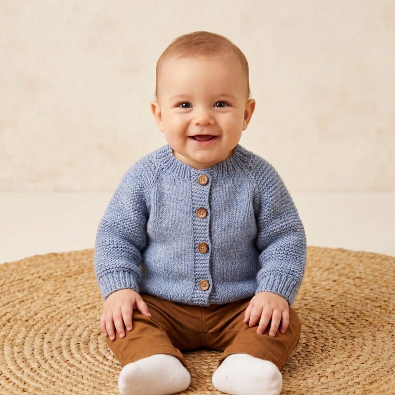 Adorable Blue Knit Cardigan for Baby Boys – Soft Cotton Spring Knitwear