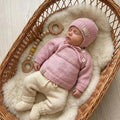 KnitJoy Newborn Knitted Set – Merino Sweater, Pants, Hat & Booties, Winter Knit Baby Clothes