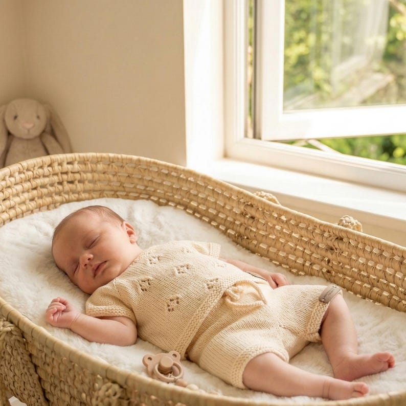 KnitJoy Handmade Cotton Knit Baby Set – Summer Top and Shorts for Baby Girls